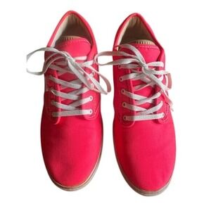 Vans Neon Pink Canvas Sneakers Shoes Comfortable Everyday Wear Women's Size 8.5‎